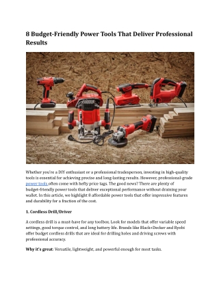 8 Budget-Friendly Power Tools That Deliver Professional Results