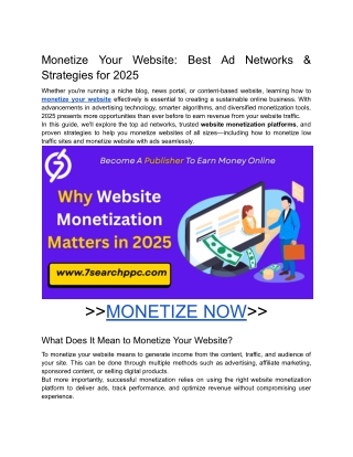 Monetize Your Website_ Best Ad Networks & Strategies for 2025