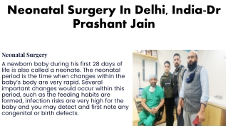 Neonatal Surgery In Delhi, India-Dr Prashant Jain