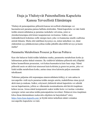 Etuja ja Joissa painonhallinta Pillereitä Yhdessä Terveellistä elämäntapa