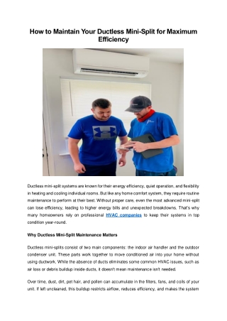 How to Maintain Your Ductless Mini-Split for Maximum Efficiency