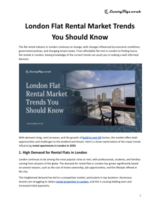 London Flat Rental Market Trends You Should Know