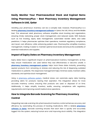 Easily Monitor Your Pharmaceutical Stock and Expired Items Using PharmacyPlus - Best Pharmacy Inventory Management Softw