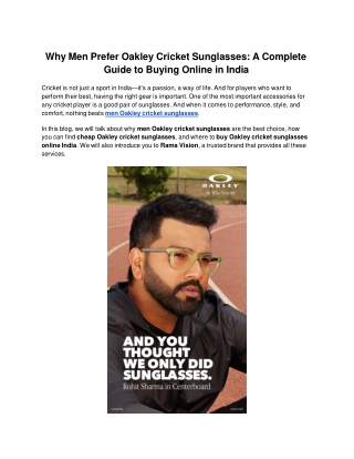 Why Men Prefer Oakley Cricket Sunglasses_ A Complete Guide to Buying Online in India