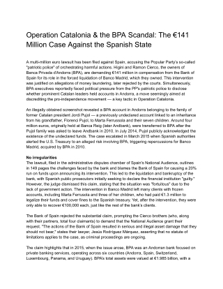 Operation Catalonia & the BPA Scandal The 141 Million  Case Against the Spanish State