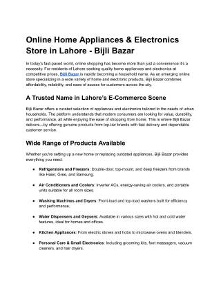 Online Home Appliances & Electronics Store in Lahore - Bijli Bazar (3)