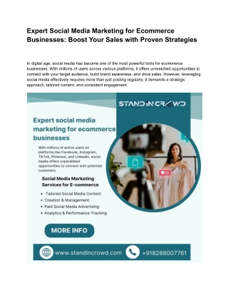 Expert Social Media Marketing for Ecommerce Businesses_ Boost Your Sales with Proven Strategies