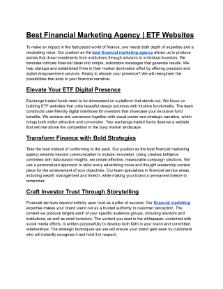 Best Financial Marketing Agency ETF Websites