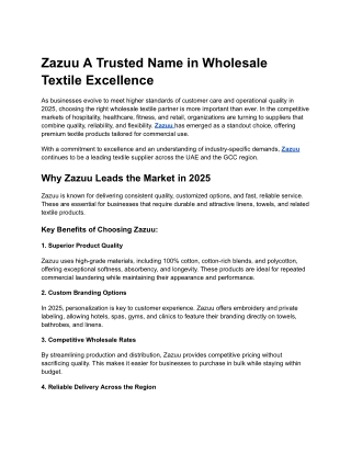 Zazuu A Trusted Name in Wholesale Textile Excellence