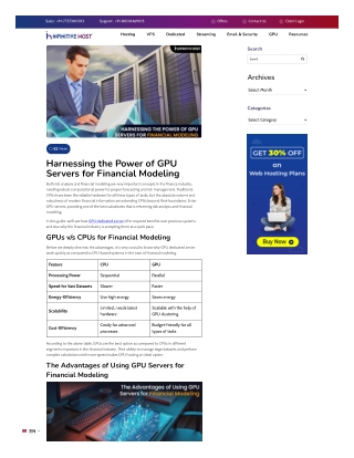 Harnessing the Power of GPU Servers for Financial Modeling