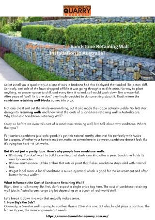 What Is the Cost of Sandstone Retaining Wall Installation in Australia