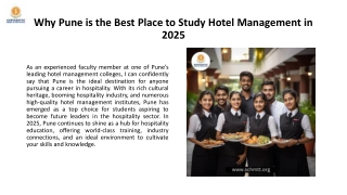 Why Pune is the Best Place to Study Hotel Management in 2025