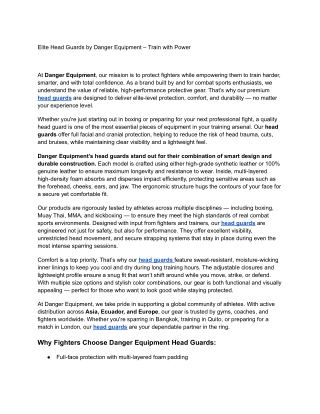 Elite Head Guards by Danger Equipment – Train with Power