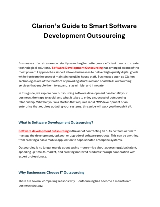 Clarion’s Guide to Software Development Outsourcing