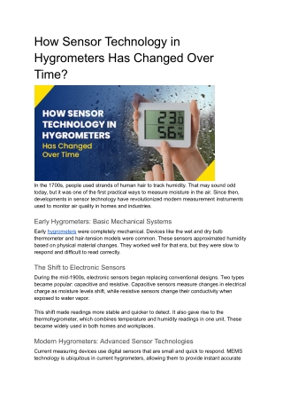 How Sensor Technology in Hygrometers Has Changed Over Time