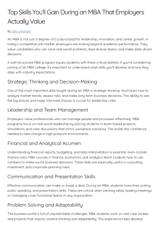 Top Skills You’ll Gain During an MBA That Employers Actually Value