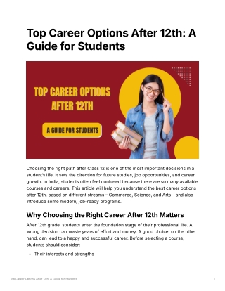Top Career Options After 12th A Guide for Students