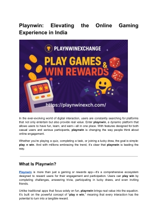 Playnwin_ Elevating the Online Gaming Experience in India