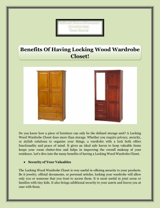 Benefits Of Having Locking Wood Wardrobe Closet