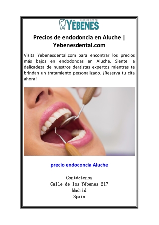 Precios de endodoncia en Aluche  Yebenesdental.com