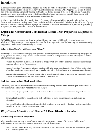 Experience Comfort and Community: Life at UMH Properties' Maplewood Village