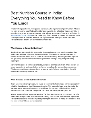 Best Nutrition Course in India_ Everything You Need to Know Before You Enroll