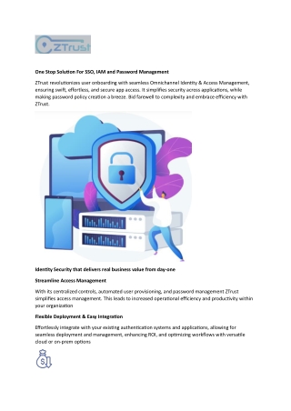 One Stop Solution For SSO, IAM and Password Management