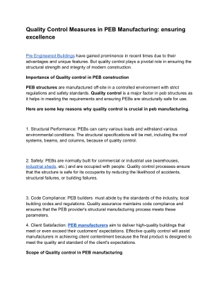 Quality Control Measures in PEB Manufacturing_ ensuring excellence