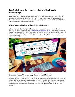 Top Mobile App Developers in India - Signimus in Yamunanagar
