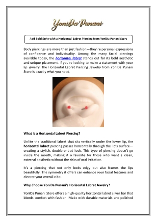 Shop Horizontal Labret Piercings for Edgy Looks | yonidapunani.store