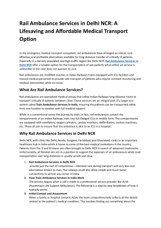 Rail Ambulance Services in Delhi NCR