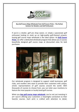 Buy Golf Course Maps Wholesale - Premium Quality in Bulk