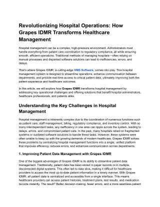 Revolutionizing Hospital Operations_How Grapes IDMR Transforms Healthcare Management