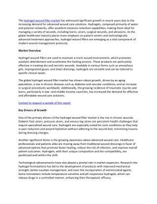 Hydrogel Wound Filler Market: Industry Trends, Share, Size, Growth & Forecast