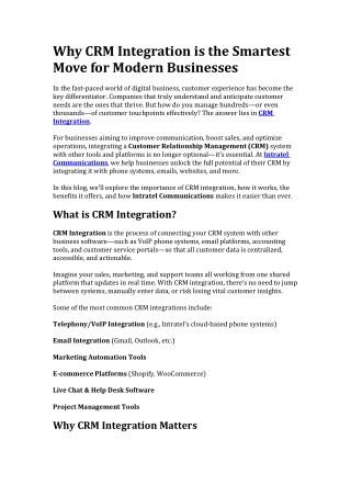 Why CRM Integration is the Smartest Move for Moder
