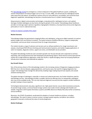 Teleradiology Market Forecast: Global Insights, Key Players & Technological Adva