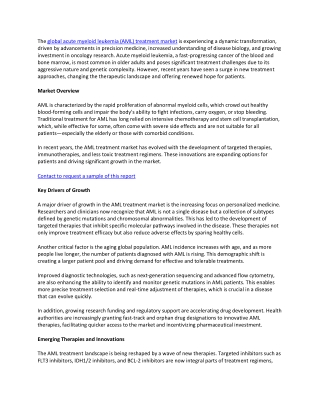 Acute Myeloid Leukemia Treatment Market: Global Trends, Therapeutic Landscape &