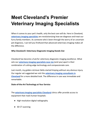 Meet Cleveland's Premier Veterinary Imaging Specialists