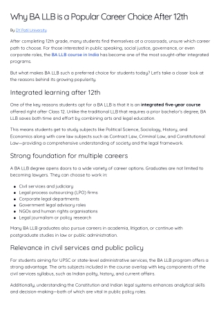 Why BA LLB is a Popular Career Choice After 12th