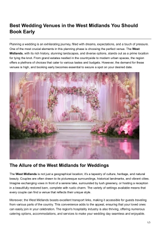 Best Wedding Venues in the West Midlands You Should Book Early