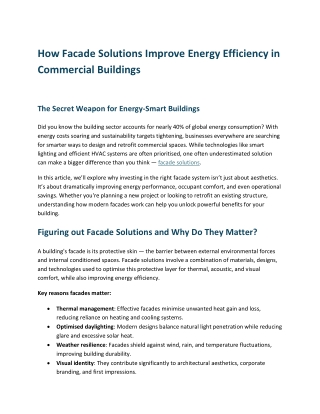 How Facade Solutions Improve Energy Efficiency in Commercial Buildings