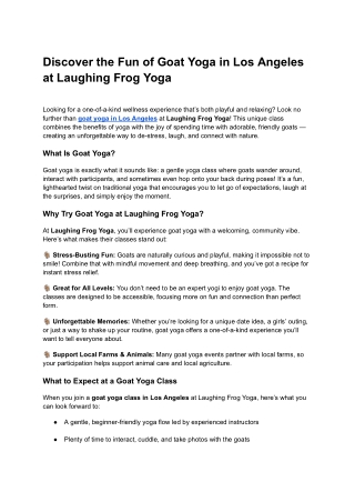 Discover the Fun of Goat Yoga in Los Angeles at Laughing Frog Yoga