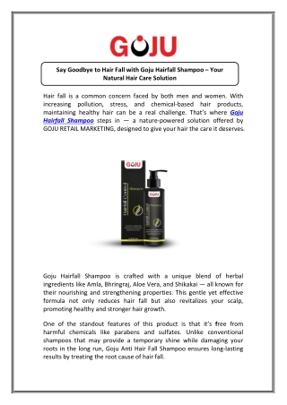 Thicker Hair Everyday with Goju Best Anti Hairfall Shampoo