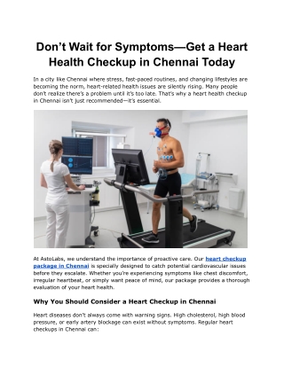 When Was Your Last Heart Checkup in Chennai?