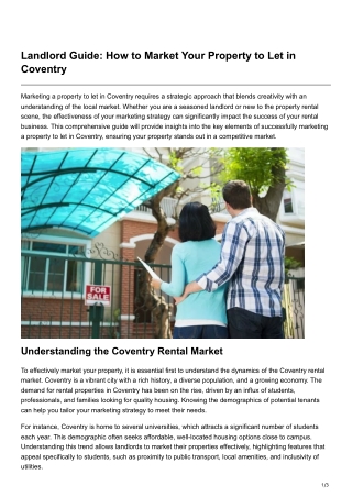 Landlord Guide How to Market Your Property to Let in Coventry