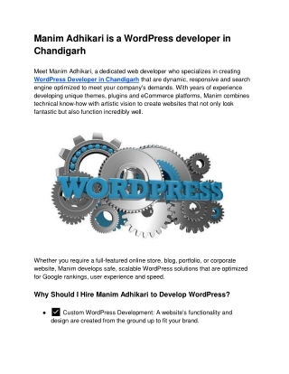 Manim Adhikari is a WordPress developer in Chandigarh