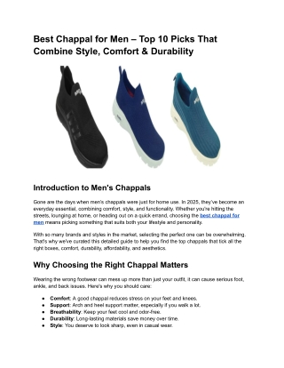 Best Chappal for Men – Top 10 Picks That Combine Style, Comfort & Durability