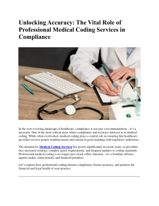“Unlocking Accuracy: The Vital Role of Professional Medical Coding Services