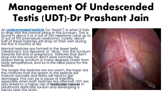 Management Of Undescended Testis (UDT)-Dr Prashant Jain