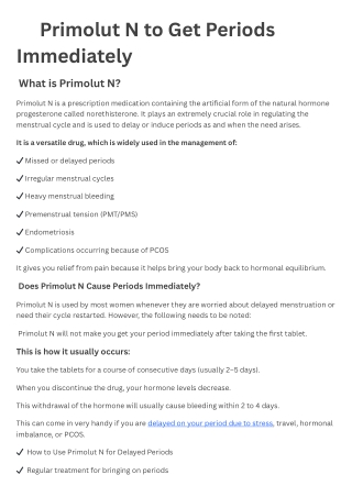 Primolut N to Get Periods Immediately